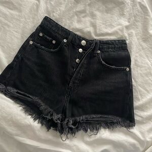 Black denim shorts